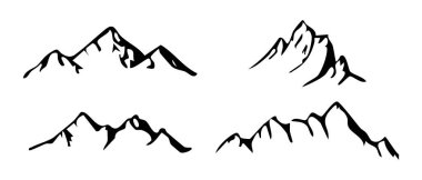 Dağ sırtı, karlı tepe, vahşi doğa hattı. El çizimi manzara, harita çizgisi. Rocky Dağları manzara tasarımı, ikon. Vektör illüstrasyonu