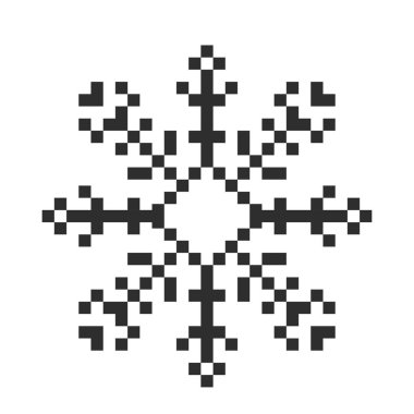 Pikselli kar tanesi kış retro pikseli 8 bit pul. Tatil artığı süsü. Basit bir kristal süs. - Evet. Vektör illüstrasyonu