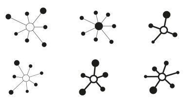 İnbot ağları bağlantı sistemi sembol çizgisi simgesi. Molekül ya da atom yapısı, iletişim sosyal medya bağlantıları. Soyut hisse ya da iş altyapısı. Vektör illüstrasyonu