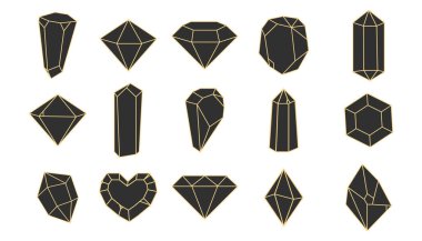 Kristal değerli çokgen taşı, sınır taşı, çokyüzlü asgari. Zarif taslak geometrik kuvars, mücevher. Mineral doğrusal simge. Vektör illüstrasyonu