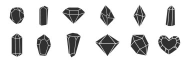 Kristal değerli çokgen taşı, sınır taşı, çokyüzlü asgari. Zarif taslak geometrik kuvars, mücevher. Mineral doğrusal simge. Vektör illüstrasyonu