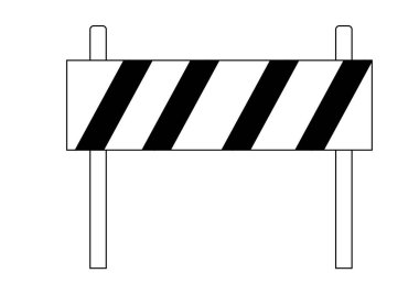 Bariyer işareti, güvenlik koruması simgesi, sembol. Sınır çiti, ekipmanlar. Güvenlik sistemi. Yol bariyeri. Vektör illüstrasyonu