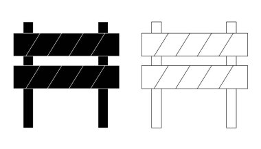 Hurdle roadblock sign, safety protectot icon, symbol. Boundary fence, equipment. security system. Road barrier. Vector illustration clipart