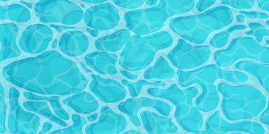 Su dalgalı yüzey havuzu ya da güneş ışığı yansımalı okyanus suyu, oyun dokusu üst görünümü. Plaj denizi temiz ve derin su. Vektör illüstrasyonu