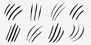 Pençe izleri siluet, kedi ya da vahşi hayvan tırmalama izleri beyaz arka planda izole edilmiş pençe izleri. Yırtık kenarlı tırnak izleri. Vektör illüstrasyonu