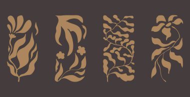 Soyut moda çiçek estetiği, boho y2k doğa el çizimi poster, retro geometrik baskı. Harika organik grafikler. Vektör illüstrasyonu