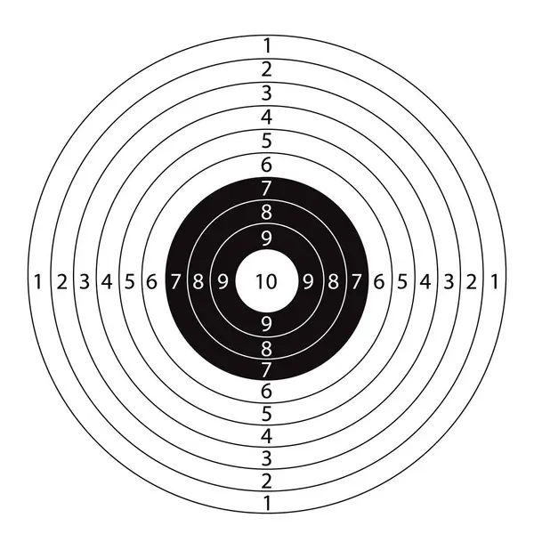 Hedef, üzerinde numaralar olan boş siyah bir çizgi çekiyor. Yarışma ya da eğitim için. Silah hedefi. - Evet. Vektör illüstrasyonu