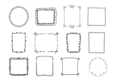 Tuhaf koquette kurdele çerçevesi, el çizimi süsü, sınır y2k romantik retro tasarım unsuru. Dalgalı kıvrımlı klasik dekor. Vektör illüstrasyonu