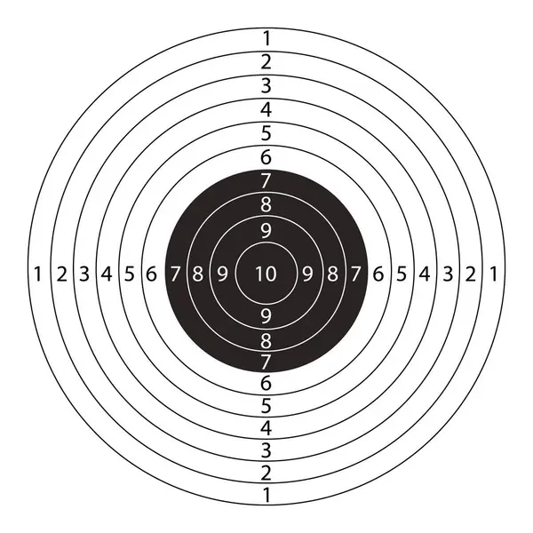 Hedef, üzerinde numaralar olan boş siyah bir çizgi çekiyor. Yarışma ya da eğitim için. Silah hedefi. - Evet. Vektör illüstrasyonu