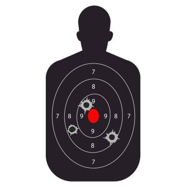 Atış talimi, insan silueti menzili. Şablon, şablon, insan gövdesi, keskin nişancılık sporu yarışması, askeri ya da polis silahı eğitimi. Vektör illüstrasyonu