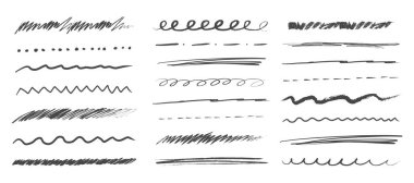 Altı çizili sınır çizgisi çizili el işareti, vurgulu el fırçası. Grunge kıvrımlı bir sembol çiziyor. İşaretleri kontrol et. Vektör illüstrasyonu