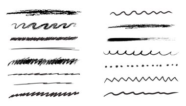 Altı çizili sınır çizgisi çizili el işareti, vurgulu el fırçası. Grunge kıvrımlı bir sembol çiziyor. İşaretleri kontrol et. Vektör illüstrasyonu