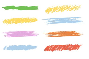 Boya kalemi, altı çizili fırça izi, grunge desenli çizim kenarı, ayırıcı. Pastel renkli karalamalar kömürün pürüzlü olduğunu vurguluyor. - Evet. Vektör illüstrasyonu