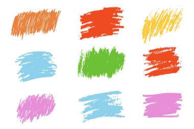 Boya kalemi, altı çizili fırça izi, grunge desenli çizim kenarı, ayırıcı. Pastel renkli karalamalar kömürün pürüzlü olduğunu vurguluyor. - Evet. Vektör illüstrasyonu