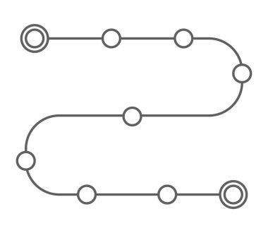 Yol haritası, ürün geliştirme kronoloji planı, strateji yön simgesi. Basit çizgi süreci zaman çizelgesi prosedürü. Vektör illüstrasyonu