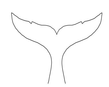 Balina Tale Icon okyanus hayvanı, memeli kuyruğu çizimi. Dalgalı klasik bir siluet. Basit bir dövme çizimi. - Evet. Vektör illüstrasyonu