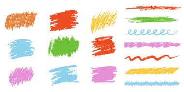 Boya kalemi, altı çizili fırça izi, grunge desenli çizim kenarı, ayırıcı. Pastel renkli karalamalar kömürün pürüzlü olduğunu vurguluyor. - Evet. Vektör illüstrasyonu