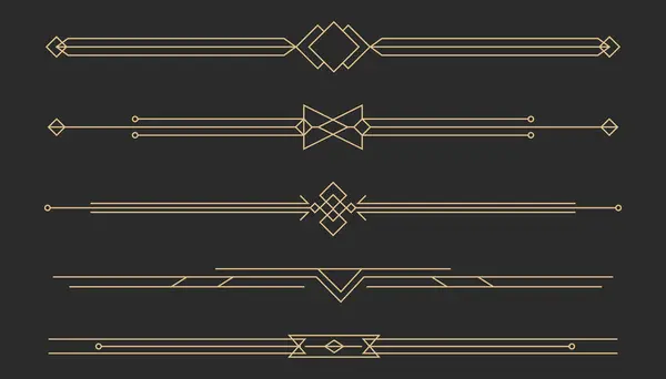 Art deco altın retro ayırıcı, sınır. Çizgi çerçeve klasik geometri altın zarif dekorasyonu. Süslü dekor ögelerini ayarla. Vektör illüstrasyonu