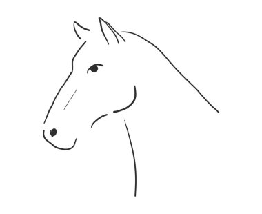 Çizgi at silueti çizimi, çizim el çizimi. Altın tasarım ikonu. Kutlama konsepti. Yeni yıl dekorasyonu asgari tasarım unsuru. - Evet. Vektör illüstrasyonu