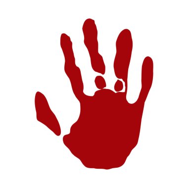 El izi, kırmızı boyalı parmak izi, kan. Cadılar Bayramı korkunç sıçrama, damla lekesi. İnsan eli ürpertici iz. Kırmızı sıçrama, akıntı. Vektör illüstrasyonu