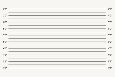 Polis sabıka kaydının boyunu ölçüyor. Fotoğraf geçmişi, sabıkalı polis sabıka fotoğrafı. Geçmişe dönüş. Vektör illüstrasyonu