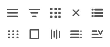 Web sitesi navigasyon düğmesi ayarlandı. Hamburger menüsü ikon burger arayüzü basit çizgi, minimal ui açılır burger. Şablon gezinme indirme düğmesi web sembolü. Arayüz tasarım elemanı. Vektör