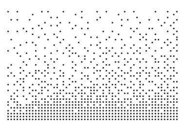 Parçalanmış nokta tanecikli gürültü, yarım ton etkisi, nokta çalışması, dağınık arkaplan mozaik piksel ızgarası. - Evet. Vektör illüstrasyonu