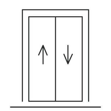 Asansör simgesi kaldırma, lobi tabelası, basit bir sembol. Yolcu asansörü, sürgülü kapı. - Evet. Vektör illüstrasyonu