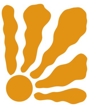 Retro Groovy Sun. Soyut dalgalı ışınlar 60 'ların 70' lerin tarzında parlak renkler. Boho 'nun rengarenk güneşi. Hippi posteri. Soyut Yaz Duvar Kağıdı. Vektör illüstrasyonu