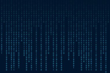 Matris ikili kodu 0 ve 1 sayıları. Teknik hacker konsepti. Karanlık zemin üzerinde fütürist Düşen rakamlar. Rastgele numaralar. - Evet. Vektör illüstrasyonu