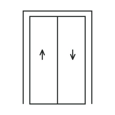 Asansör simgesi kaldırma, lobi tabelası, basit bir sembol. Yolcu asansörü, sürgülü kapı. - Evet. Vektör illüstrasyonu