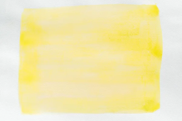 Желтый Окрашенный Акварелью Фон Белой Бумаге Текстуры Стоковая Картинка