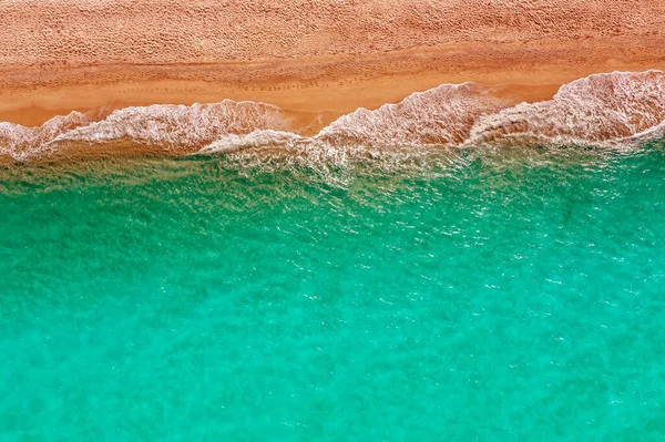 Вид Сверху Линию Серфинга Песчаном Пляже — стоковое фото