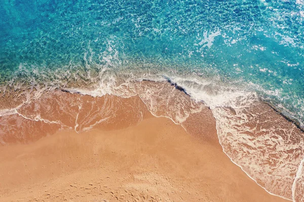 Sandige Meeresküste Meeresbrandung Sandstrand Blick Von Oben — Stockfoto