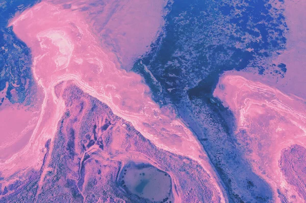 Ovanifrån Torr Mynning Landstruktur Abstrakt Natur Bakgrund Lutande Färg — Stockfoto
