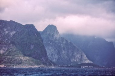 View of the Lofoten Islands from the ferry going from Moskenes to Bodo