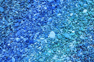 Abstract nature pebbles background. Blue pebbles texture. Stone background. Blue vintage color. Sea pebble beach. Beautiful nature. Turquoise color