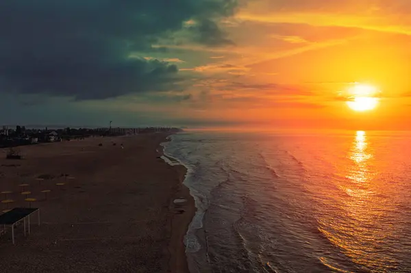 Przylądek Morski Wcześnie Rano Wschód Słońca Nad Morzem Spokojne Morze — Zdjęcie stockowe