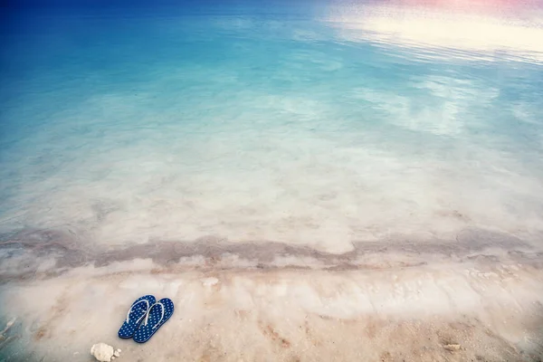 Flip Flop Sandals Dead Sea Beach — Stock Photo, Image