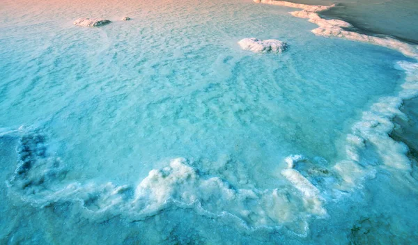 Textura Mar Morto Costa Salgada Mar Nascer Sol — Fotografia de Stock