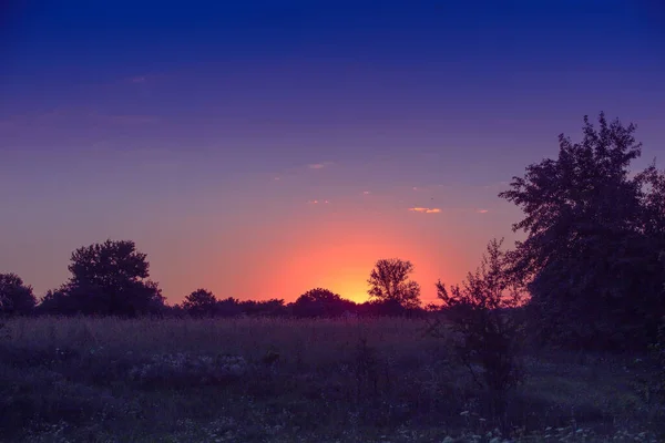 Сельский Пейзаж Вечером Закате — стоковое фото