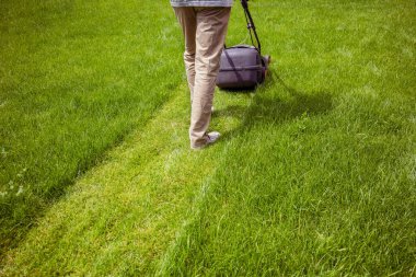 Yazın çimleri biçen adam