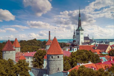 panoramik şehrin eski tallinn, Estonya