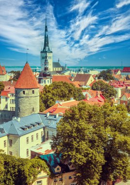 panoramik şehrin eski tallinn, Estonya