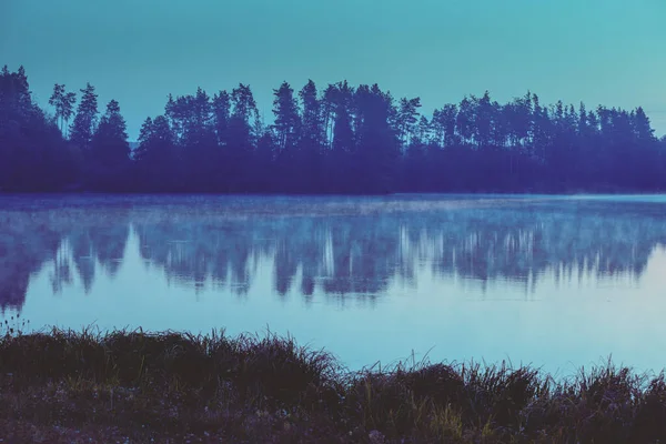 Magical Dawn Lake Serene Lake Early Morning Nature Landscape — Stock Photo, Image