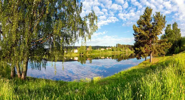 stock image Panoramic view of Lake Mjosa near Tangen. Beautiful nature of Norway, Europe