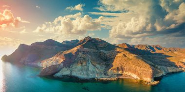 Rock in the sea Aerial view. Natural Park of Cabo de Gata Nijar. Almeria, Andalucia, Spain clipart