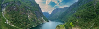 Aerial view of the Naeroyfjord. Gudvangen, Norway clipart