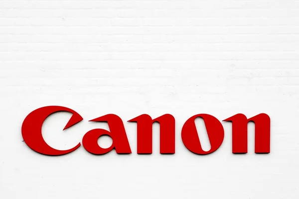 Zatímco Dánsko Února 2016 Logo Canon Fasádě Canon Japonská Nadnárodní — Stock fotografie