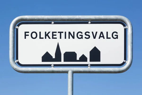 Danimarka Genel Seçimlerinde Danimarka Metniyle Yol Işareti — Stok fotoğraf